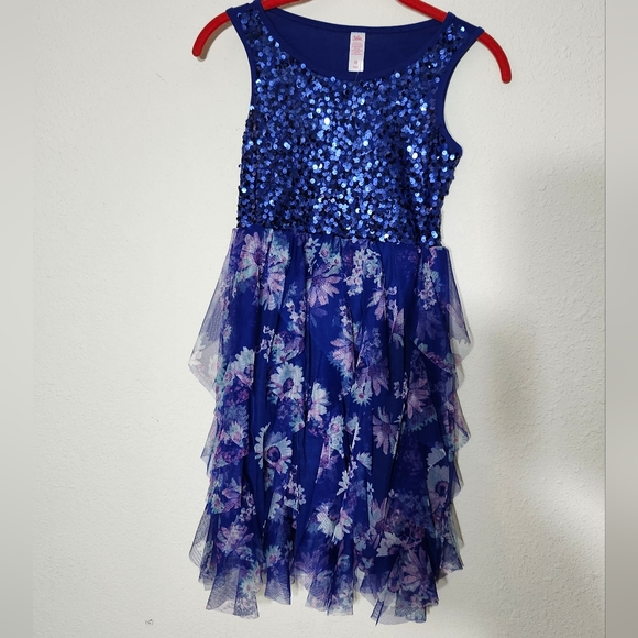 Justice Girls Floral Sequin Dress - Picture 1 of 7